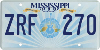 MS license plate ZRF270