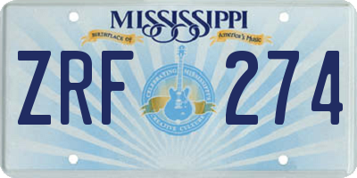 MS license plate ZRF274