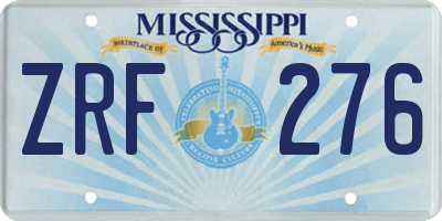 MS license plate ZRF276