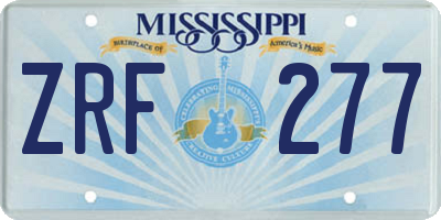 MS license plate ZRF277