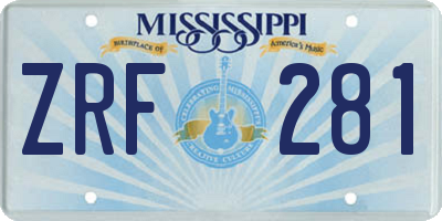 MS license plate ZRF281