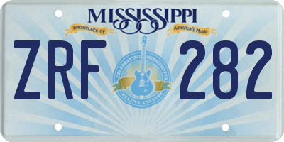 MS license plate ZRF282
