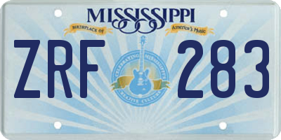MS license plate ZRF283