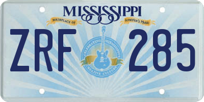 MS license plate ZRF285
