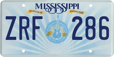 MS license plate ZRF286