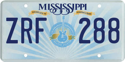 MS license plate ZRF288