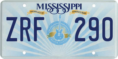 MS license plate ZRF290