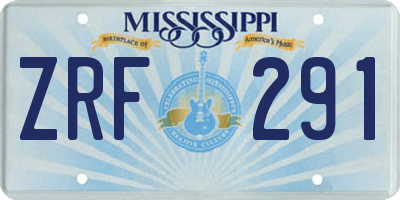 MS license plate ZRF291