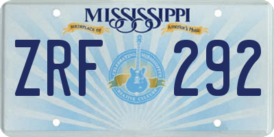 MS license plate ZRF292