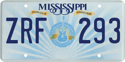 MS license plate ZRF293