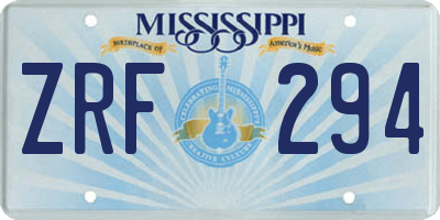 MS license plate ZRF294