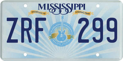 MS license plate ZRF299