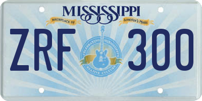 MS license plate ZRF300