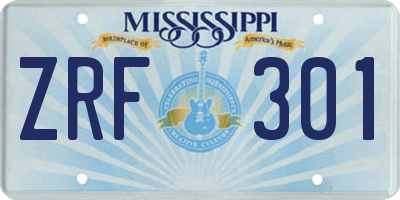 MS license plate ZRF301