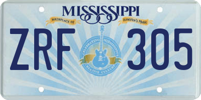 MS license plate ZRF305