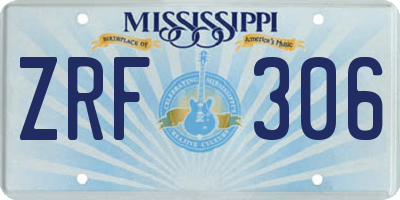 MS license plate ZRF306