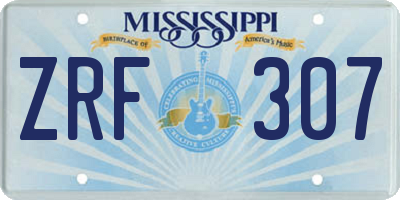 MS license plate ZRF307