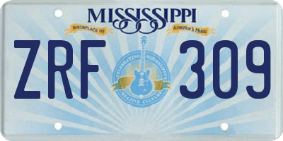 MS license plate ZRF309