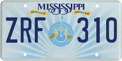 MS license plate ZRF310