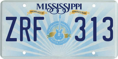 MS license plate ZRF313