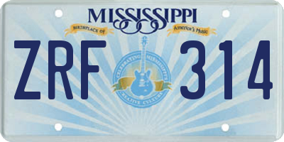 MS license plate ZRF314
