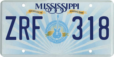 MS license plate ZRF318