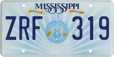 MS license plate ZRF319