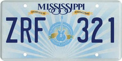 MS license plate ZRF321