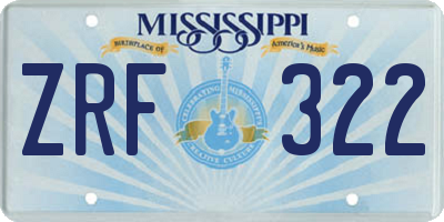 MS license plate ZRF322
