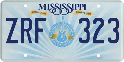 MS license plate ZRF323