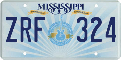 MS license plate ZRF324