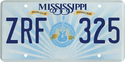 MS license plate ZRF325