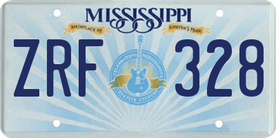 MS license plate ZRF328