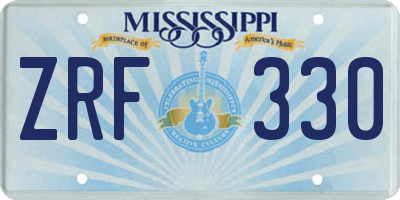 MS license plate ZRF330