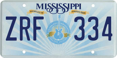 MS license plate ZRF334
