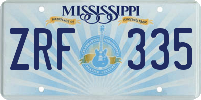 MS license plate ZRF335
