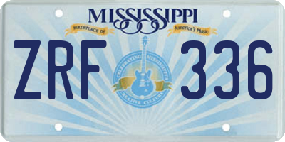MS license plate ZRF336