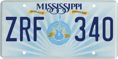 MS license plate ZRF340