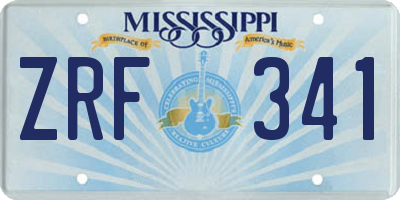MS license plate ZRF341