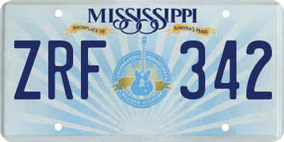 MS license plate ZRF342