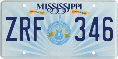 MS license plate ZRF346