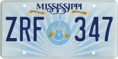 MS license plate ZRF347