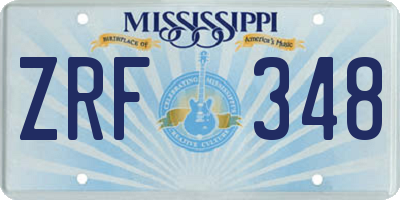 MS license plate ZRF348