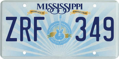 MS license plate ZRF349