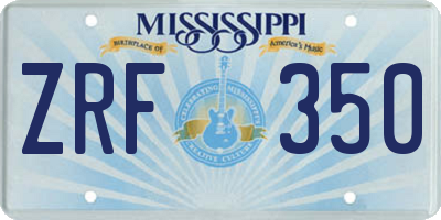 MS license plate ZRF350
