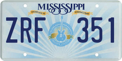 MS license plate ZRF351