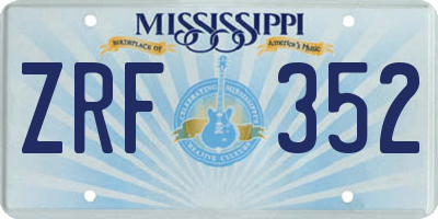 MS license plate ZRF352