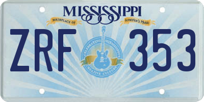MS license plate ZRF353