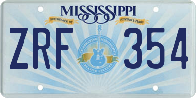 MS license plate ZRF354