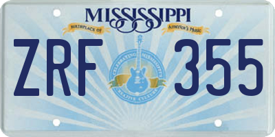 MS license plate ZRF355